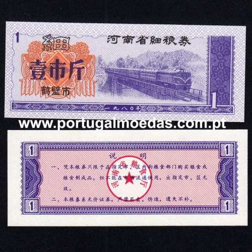 China – Food Stamp - 1 Shi Jin Banknote, 1980 (Uncirculated) - Henan Province