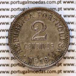 Portugal, 2 Centavos 1918 Iron Coin of the Portuguese Republic (VF) – First Republic Issue | Alberto Gomes R.02.01 / KM 567 a