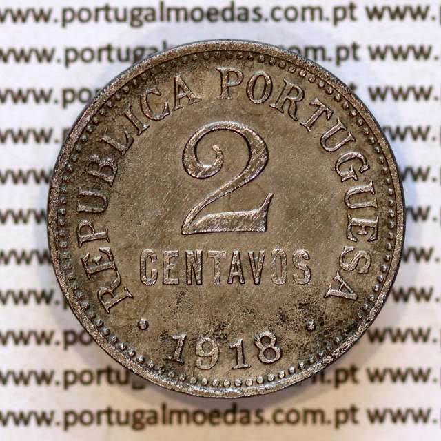 Portugal, 2 Centavos 1918 Iron Coin of the Portuguese Republic (VF) – First Republic Issue | Alberto Gomes R.02.01 / KM 567 a