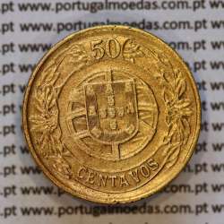 50 Centavos 1926 Bronze-Alumínio, $50 centavos 1926 Alumínio-Bronze Republica Portuguesa, (MBC+), World Coins Portugal KM 575 e