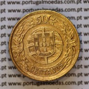50 Centavos 1926 Bronze-Alumínio, $50 centavos 1926 Alumínio-Bronze Republica Portuguesa, (MBC+), World Coins Portugal KM 575 e