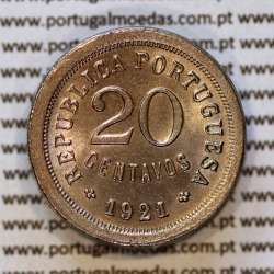 Very rare variant coin module smaller, of 20 cents 1921 Copper-nickel from Portugal, Ø 22 mm, (UNC) f