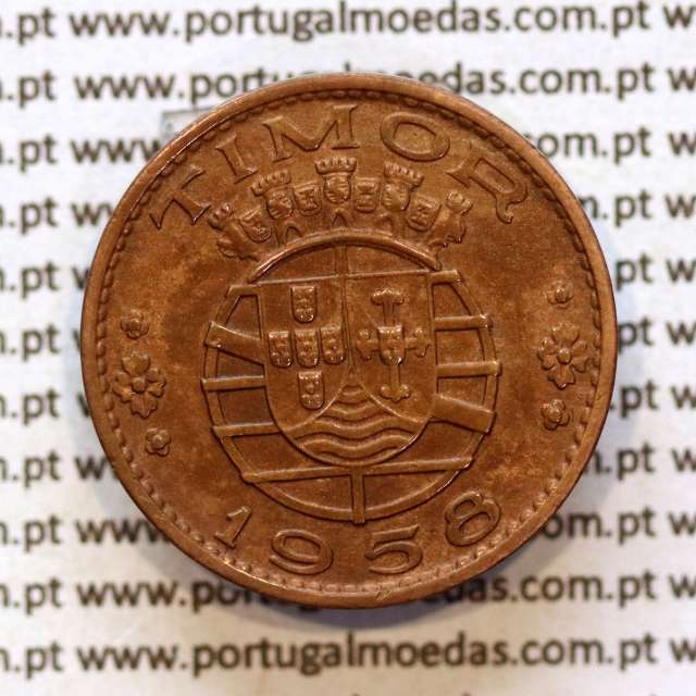 Timor, 30 Centavos 1958 Bronze, Former Portuguese colony of Timor, (XF), World Coins Timor KM 11