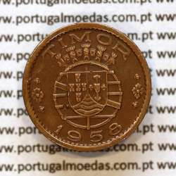 Timor, 10 Centavos 1958 Bronze, Ex-colónia Portuguesa, (MBC+), Alberto Gomes -Timor R.04.01, World Coins Timor KM 10 a