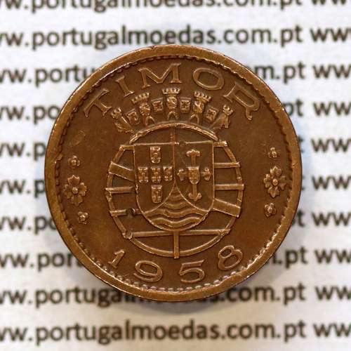 Timor coin of 10 Centavos 1958 Bronze, Former Portuguese colony of Timor, (VF+), World Coins Timor KM 10 a