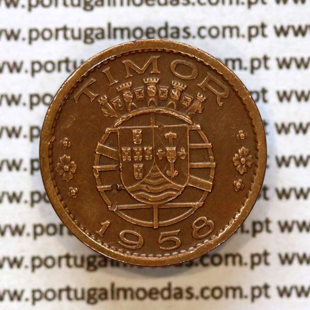 Timor, 10 Centavos 1958 Bronze, Ex-colónia Portuguesa, (MBC+), Alberto Gomes -Timor R.04.01, World Coins Timor KM 10 a