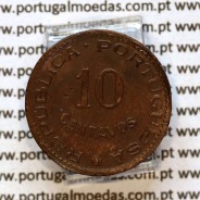 Timor coin of 10 Centavos 1958 Bronze, Former Portuguese colony of Timor, (VF), World Coins Timor KM 10 d