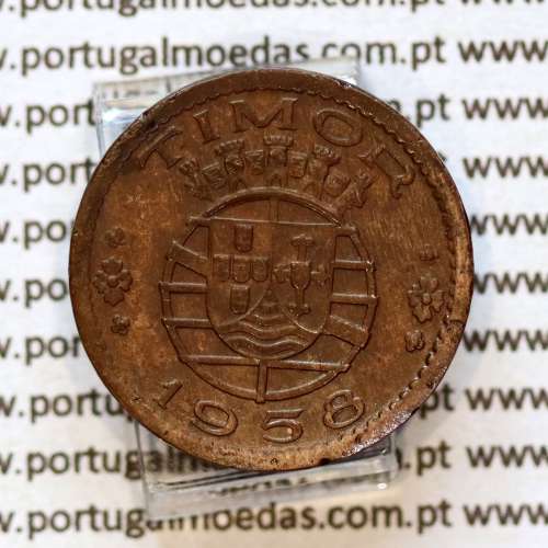 Timor coin of 10 Centavos 1958 Bronze, Former Portuguese colony of Timor, (VF), World Coins Timor KM 10 c