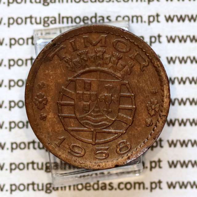 Timor coin of 10 Centavos 1958 Bronze, Former Portuguese colony of Timor, (VF), World Coins Timor KM 10 c