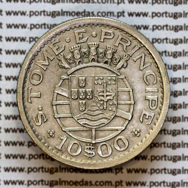 10 Escudos 1951 silver, São Tomé and Príncipe, Former colony portuguese, (VF+), World Coins Saint Thomas & Prince KM14 a