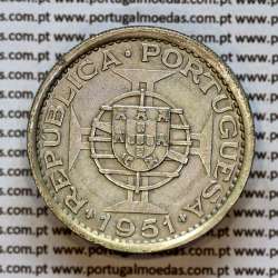 São Tomé e Príncipe 10$00 prata 1951, 10 Escudos Prata 1951, (MBC+), World Coins - Saint Thomas & Prince Island KM 14