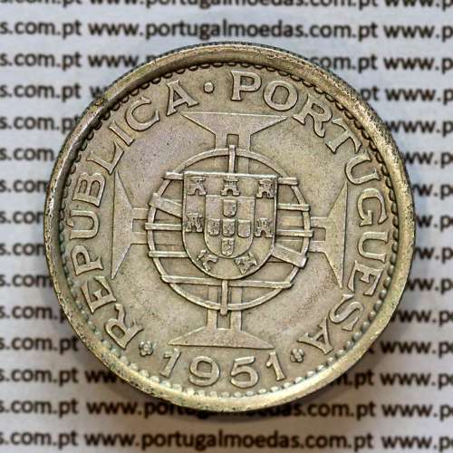 São Tomé e Príncipe 10$00 prata 1951, 10 Escudos Prata 1951, (MBC+), World Coins - Saint Thomas & Prince Island KM 14
