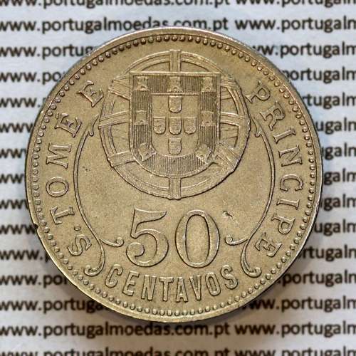 Nickel brass coin, 50 centavos 1929 of Saint Thomas & Prince, former Portuguese colony, (VF+), World Coins KM 1 b