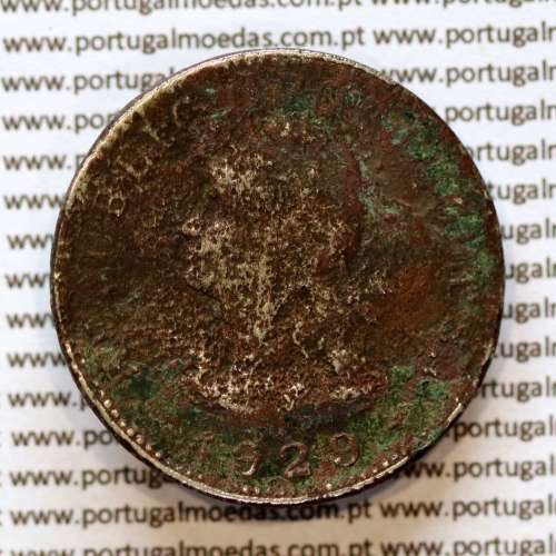 Nickel brass coin, 50 centavos 1929 of Saint Thomas & Prince, former Portuguese colony, (F-/G), World Coins KM 1a