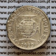 2-1/2 Escudos 1939 silver, Saint Thomas and Príncipe, Former colony portuguese, (F-/G), World Coins Saint Thomas & Prince KM 5