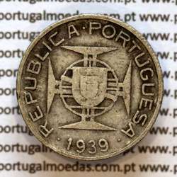 2-1/2 Escudos 1939 silver, Saint Thomas and Príncipe, Former colony portuguese, (F+), World Coins Saint Thomas & Prince KM 5