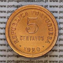 5 centavos 1920 Bronze - Republica Portuguesa - World Coins Portugal KM 569 a