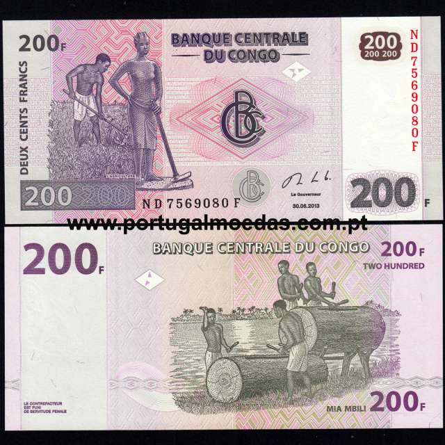 Congo – 200 Francs Banknote, 2013 (Uncirculated) – Pick 99