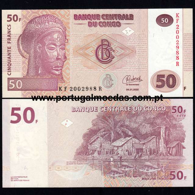 Congo – 50 Francs Banknote, 2022 (Uncirculated) – Pick 97