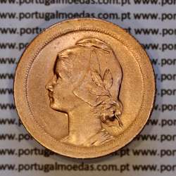 Portugal, bronze coin of 20 Centavos 1924 of Portuguese Republic, (AU/UNC), World Coins Portugal KM 574 a