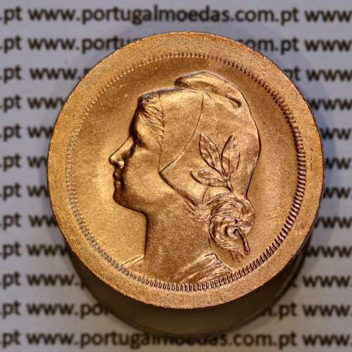 Portugal coin of, 20 Centavos 1925 Bronze of Portuguese Republic, (UNC), World Coins Portugal KM 574, Alberto Gomes R.15.02.c