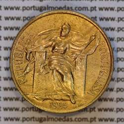 1 Escudo 1924 Bronze-Alumínio da Republica Portuguesa, (Bela), World Coins Portugal KM 576 a