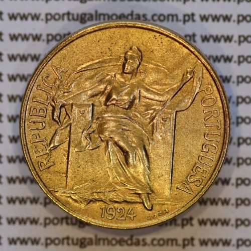 Portugal, 1 Escudo 1924 Aluminium Bronze of Portuguese Republic, (AU), World Coins Portugal KM 576 a
