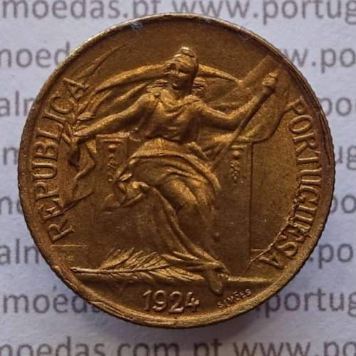 Coin 50 Centavos 1924 Aluminium-Bronze of Portuguese Republic, (XF/UNC), World Coins Portugal KM 575