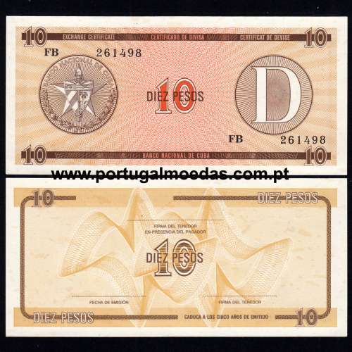 Cuba – 10 Pesos Banknote, 1985 (Uncirculated w/ Damp Patches) – Pick FX35