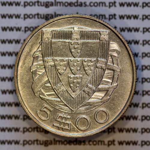 Portugal, silver coin of 5 Escudos 1943 or 5$00 1943 silver of Portuguese Republic, (AU), World Coins Portugal KM 581