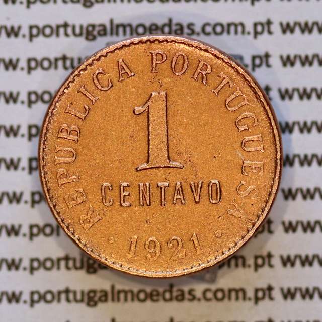 1 centavo 1921 Bronze da República Portuguesa, (MBC+), World Coins Portugal KM 565