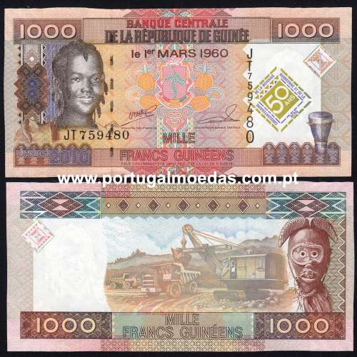Guinea – 1000 Francs Banknote, 2010 (Uncirculated) – Pick 43