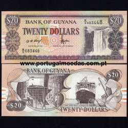 Guyana - Nota de 20 Dollars 1997 (Não circulada) - Pick 30b1