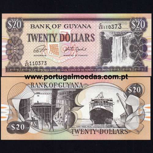 Guyana - Nota de 20 Dollars 2018 (Não circulada) - Pick 30g
