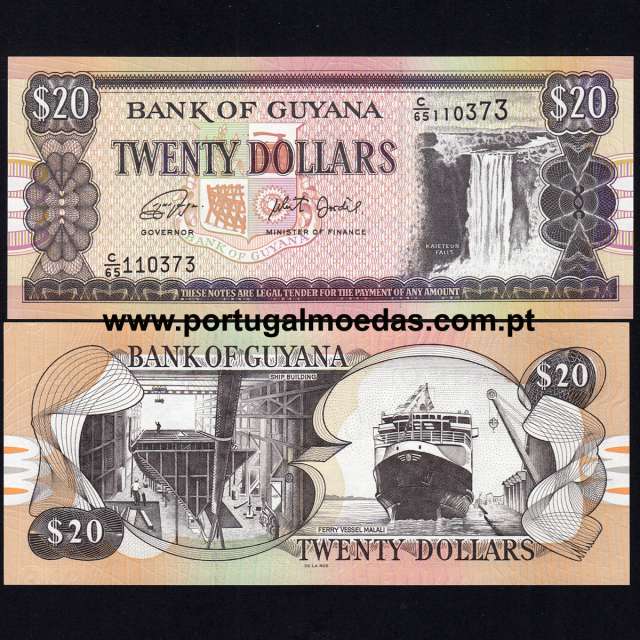 Guyana - Nota de 20 Dollars 2018 (Não circulada) - Pick 30g
