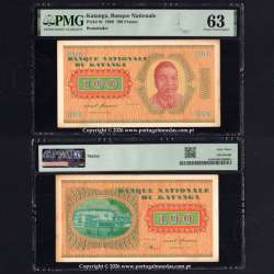Katanga — 100 Francs 1960, National Bank of Katanga — (Remainder) Pick 8r — PMG 63 Choice Uncirculated