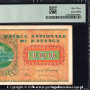 Katanga — 100 Francs 1960, National Bank of Katanga — Pick 8r — PMG 63 d4