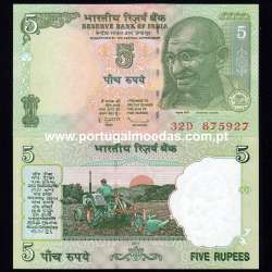 India - Nota de 5 Rupees 2011 (Não Circulada) - Pick 94A