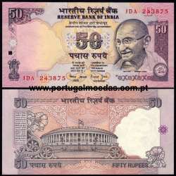 India - Nota de 50 Rupees 1997 (Pouco Circulada) - Pick 90e - Letra E