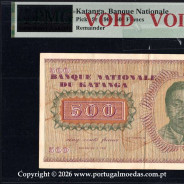Katanga, 500 Francs 1960 — reverse Incomplete Printing Proof (Pick 9r), 01a