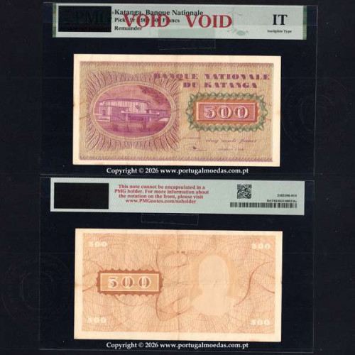 Katanga, 500 Francos 1960, Prova de Impressão, Remainder tipo Pick 9r— PMG Ineligible Type, Remainder