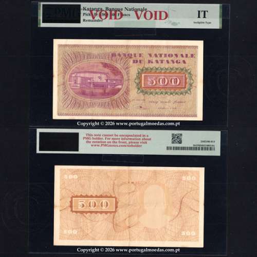 Katanga, 500 Francos 1960, Prova de Impressão, Remainder tipo Pick 9r— PMG Ineligible Type, Remainder