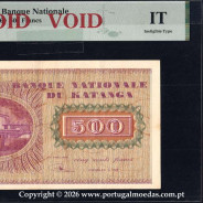Katanga, 500 Francs 1960 — Obverse Incomplete Printing Proof (Pick 9r) — Remainder B02