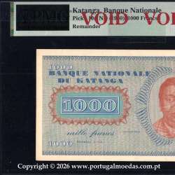 Katanga, 1000 Francs 1960 Pick.10r, with 500 Francs Reverse Overprint-Pick.9r, 01a