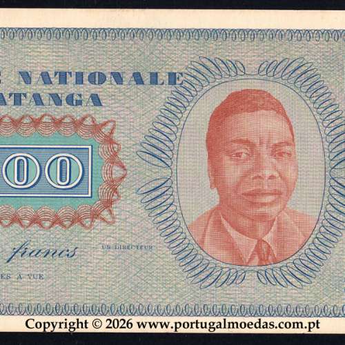 Katanga, 1000 Francos 1960-Pick10r, c\ Sobrecarga do Reverso de 500 Francos-Pick 9r -b03