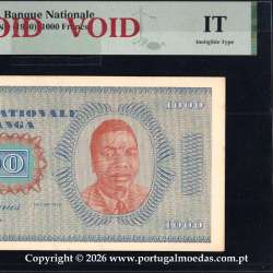 Katanga, 1000 Francos 1960-Pick10r, c\ Sobrecarga do Reverso de 500 Francos-Pick 9r -a02