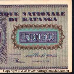 Katanga, 1000 Francs 1960 Pick.10r, with 500 Francs Reverse Overprint-Pick.9r, 07j