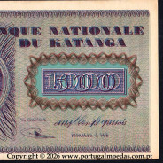Katanga, 1000 Francos 1960-Pick10r, c\ Sobrecarga do Reverso de 500 Francos-Pick 9r -f09