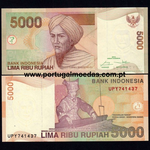 Indonésia - Nota de 5000 Rupiah 2014 (Não Circulada) - Pick 142n