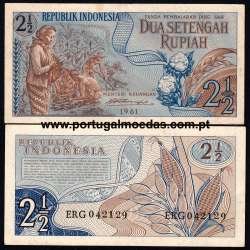 Indonésia - Nota de 2 1/2 Rupiah 1961 (Não Circulada) - Pick 79